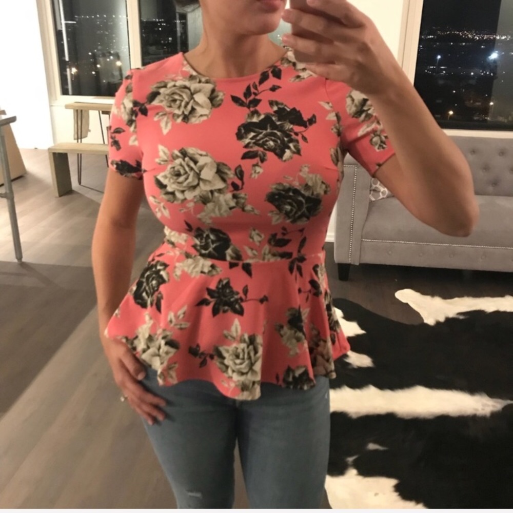 H&M flower print peplum top